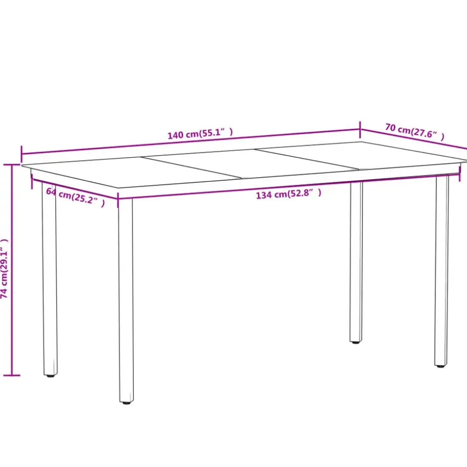 vidaXL - 7-delige Tuinset - Zwart katoenen touw en staal - 140x70 cm