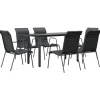 vidaXL - 7-delige Tuinset - Zwart - Textileen met voering en staal - 140x70 cm