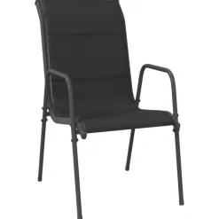 vidaXL - 7-delige Tuinset - Zwart - Textileen met voering en staal - 140x70 cm