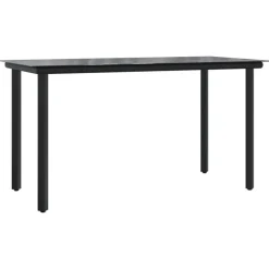 vidaXL - 7-delige Tuinset - Zwart - Textileen met voering en staal - 140x70 cm