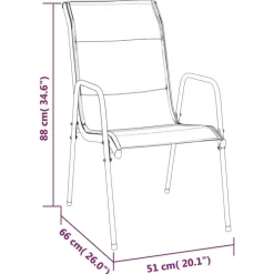 vidaXL - 7-delige Tuinset - Zwart - Textileen met voering en staal - 140x70 cm