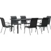 vidaXL - 7-delige Tuinset - Zwart - Textileen met voering en staal - 200x100 cm