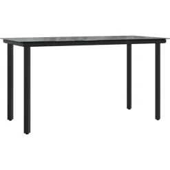 vidaXL - 7-delige Tuinset - Zwart - Textileen met voering en staal - 200x100 cm