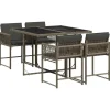 vidaXL - 5-delige Tuinset donkergrijs kussens - Grijs PE rattan - 110x106 cm