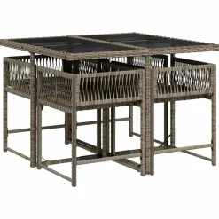 vidaXL - 5-delige Tuinset donkergrijs kussens - Grijs PE rattan - 110x106 cm
