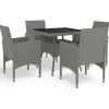 vidaXL - 5-delige Tuinset grijs - Poly rattan en glas - 80x80 cm