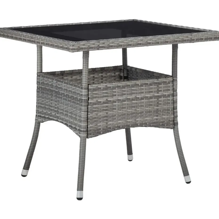 vidaXL - 5-delige Tuinset grijs - Poly rattan en glas - 80x80 cm