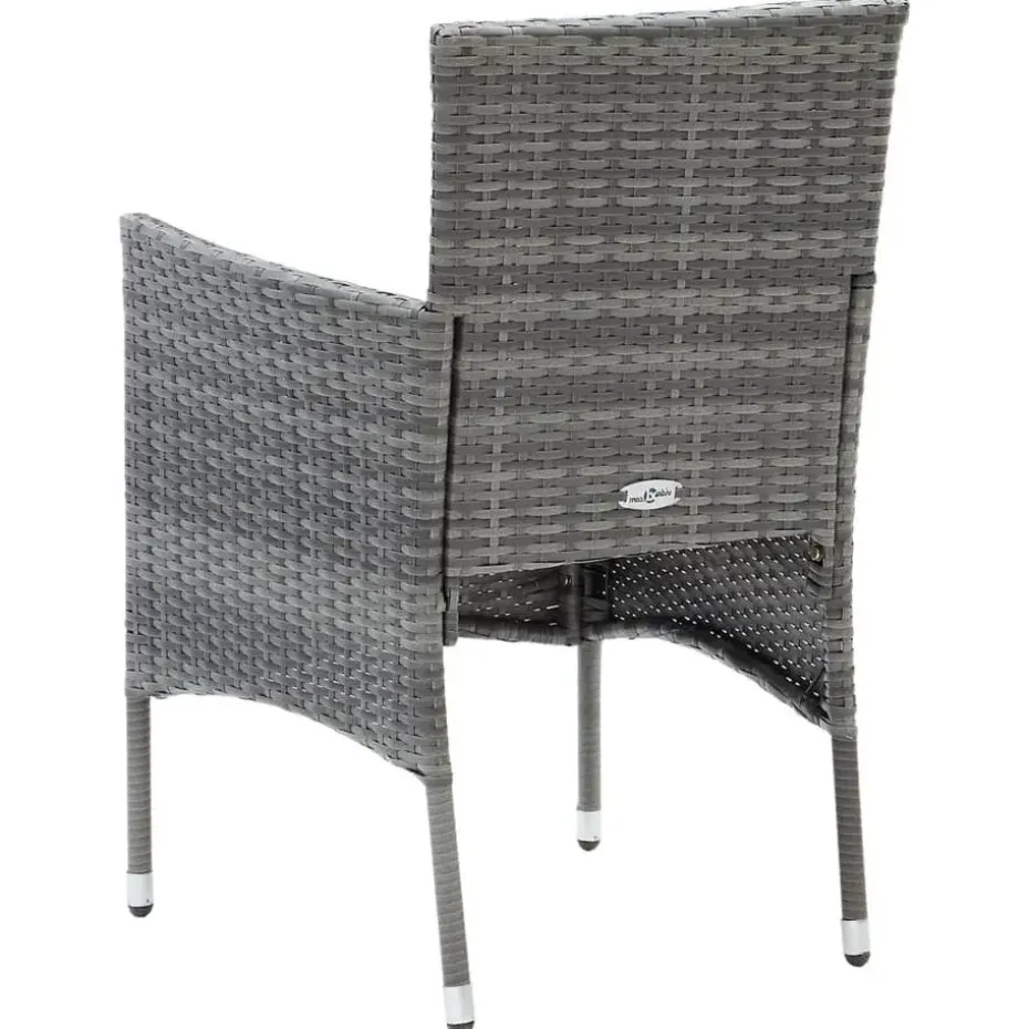 vidaXL - 5-delige Tuinset grijs - Poly rattan en glas - 80x80 cm