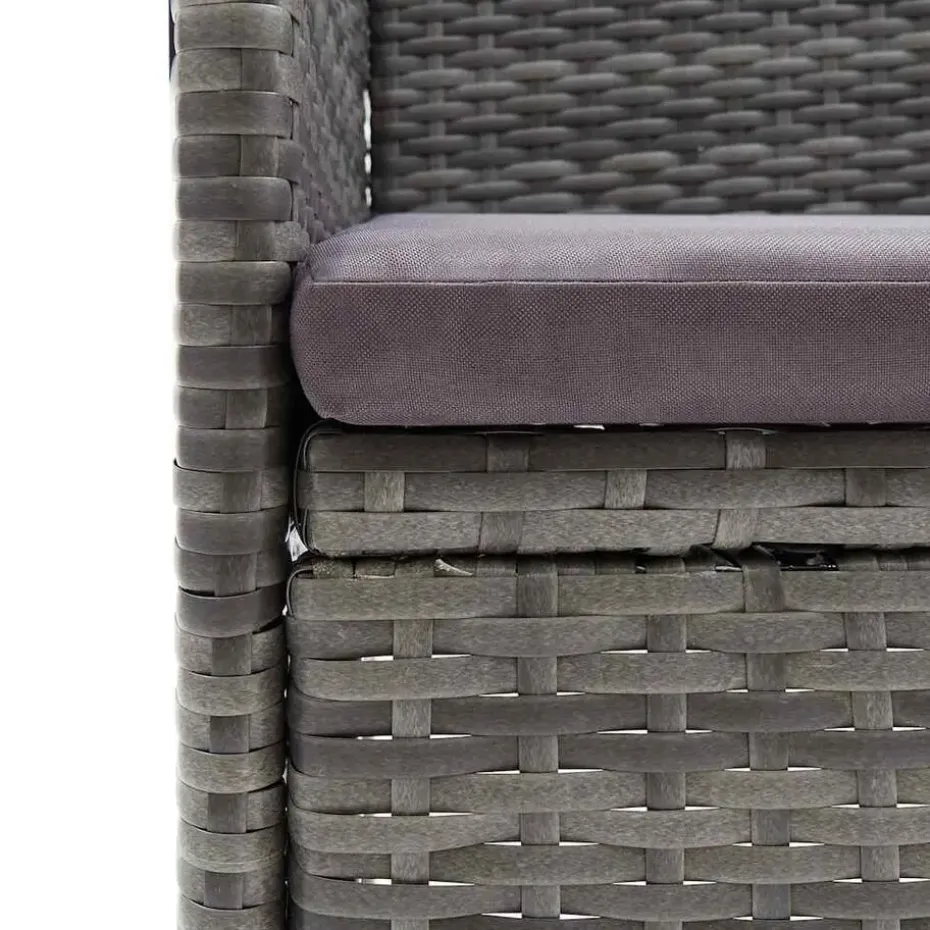 vidaXL - 5-delige Tuinset grijs - Poly rattan en glas - 80x80 cm