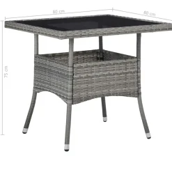 vidaXL - 5-delige Tuinset grijs - Poly rattan en glas - 80x80 cm
