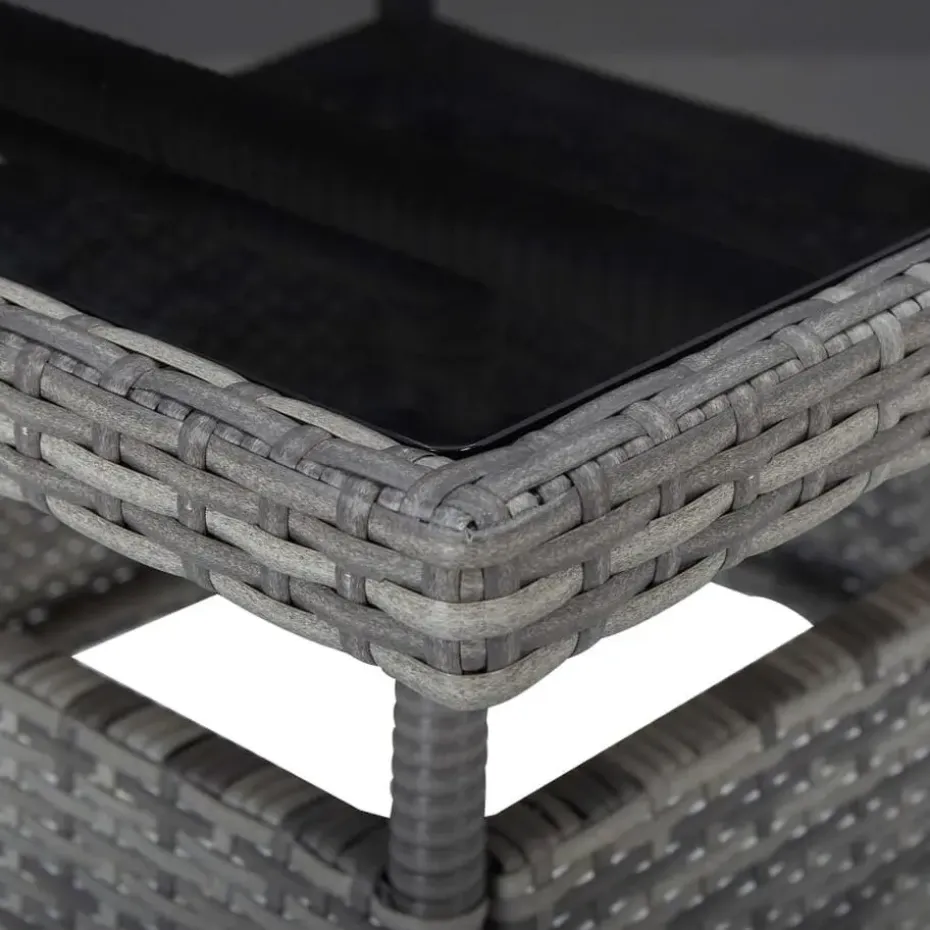 vidaXL - 5-delige Tuinset grijs - Poly rattan en glas - 80x80 cm