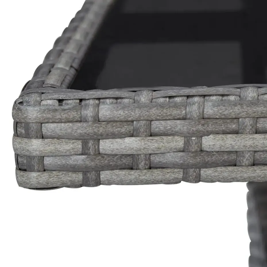 vidaXL - 5-delige Tuinset grijs - Poly rattan en glas - 80x80 cm