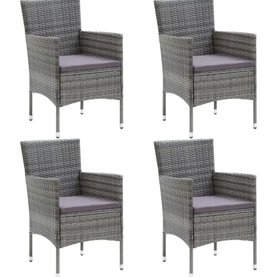 vidaXL - 5-delige Tuinset grijs - Poly rattan en glas - 80x80 cm