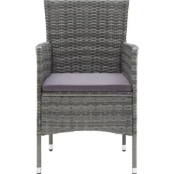 vidaXL - 5-delige Tuinset grijs - Poly rattan en glas - 80x80 cm