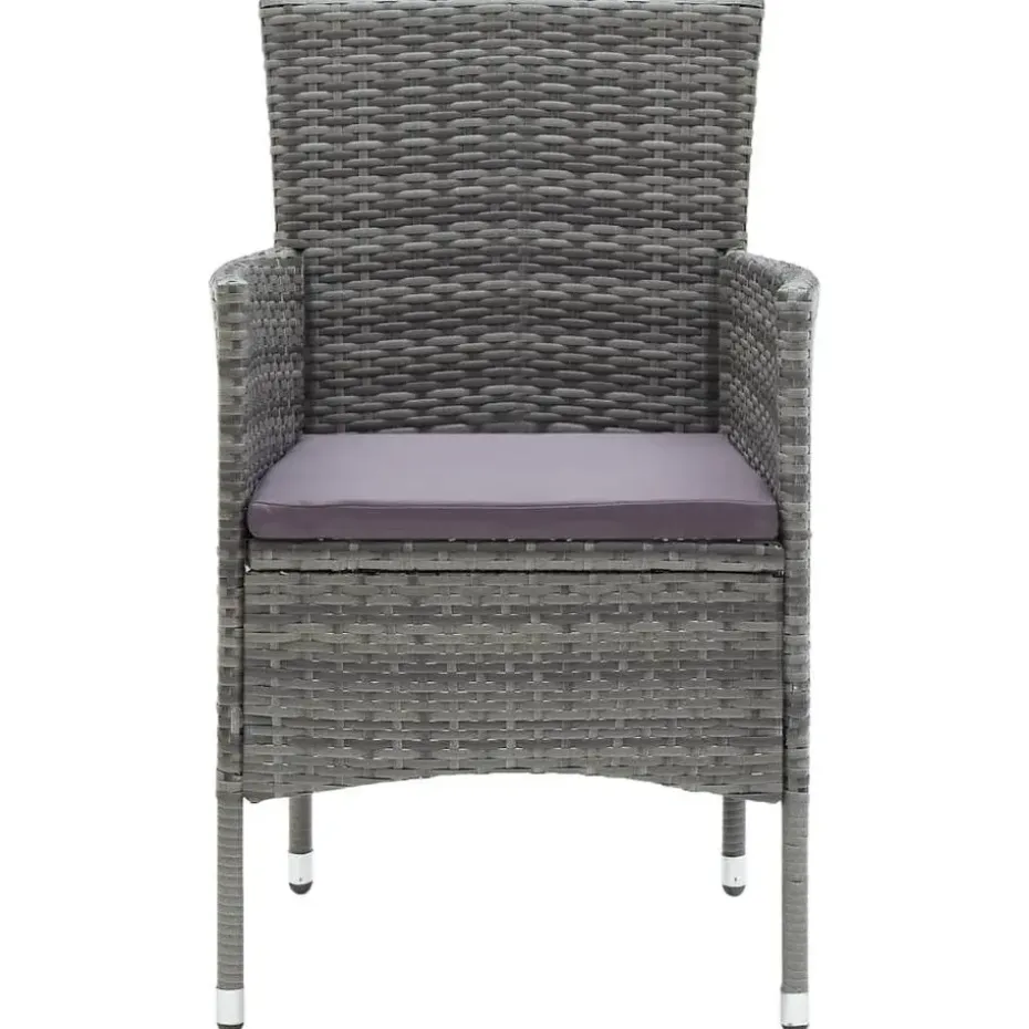 vidaXL - 5-delige Tuinset grijs - Poly rattan en glas - 80x80 cm