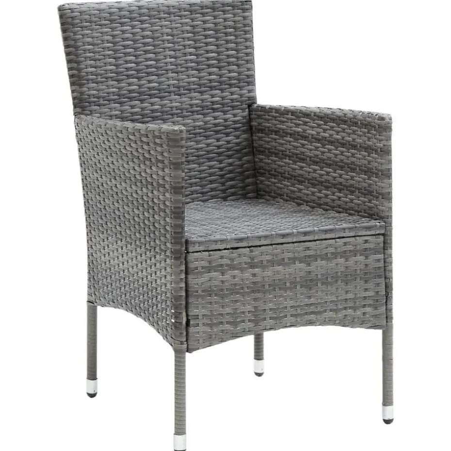 vidaXL - 5-delige Tuinset grijs - Poly rattan en glas - 80x80 cm