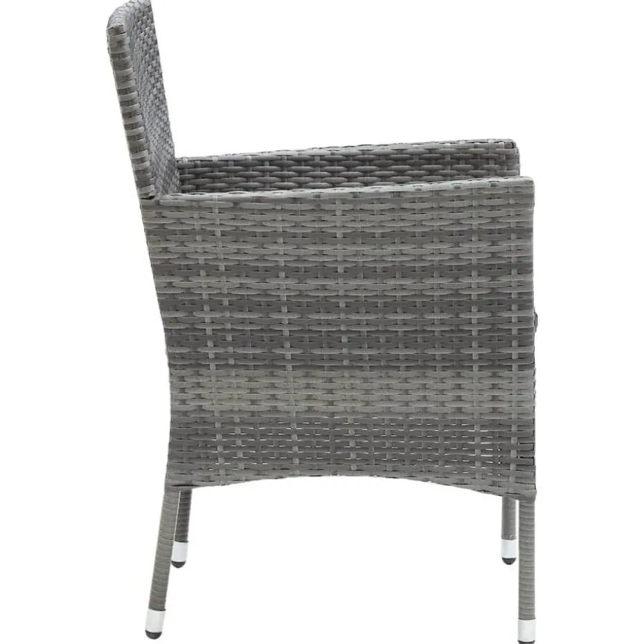 vidaXL - 5-delige Tuinset grijs - Poly rattan en glas - 80x80 cm