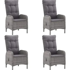 vidaXL - 5-delige Tuinset grijs - 4 verstelbaar stoelen en 85x85 cm tafel