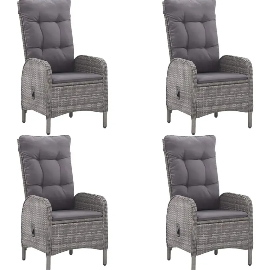 vidaXL - 5-delige Tuinset grijs - 4 verstelbaar stoelen en 85x85 cm tafel