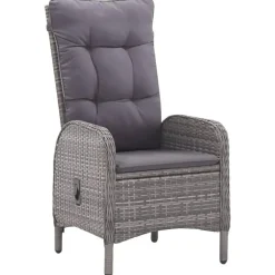 vidaXL - 5-delige Tuinset grijs - 4 verstelbaar stoelen en 85x85 cm tafel