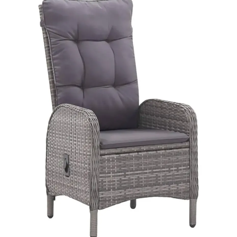 vidaXL - 5-delige Tuinset grijs - 4 verstelbaar stoelen en 85x85 cm tafel