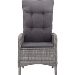 vidaXL - 5-delige Tuinset grijs - 4 verstelbaar stoelen en 85x85 cm tafel