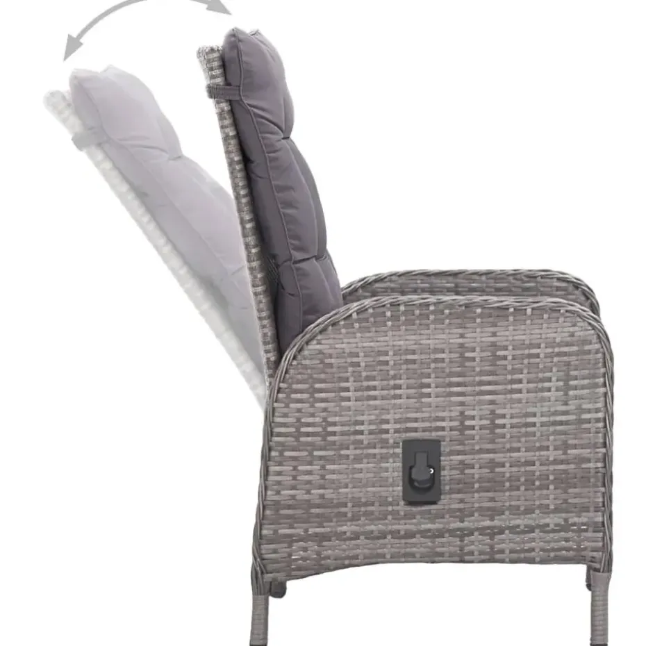 vidaXL - 5-delige Tuinset grijs - 4 verstelbaar stoelen en 85x85 cm tafel