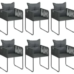 vidaXL - 7-delige Tuinset met kussens - Zwart - PVC-rattan - 184.5x90 cm