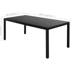 vidaXL - 7-delige Tuinset met kussens - Zwart - PVC-rattan - 184.5x90 cm