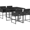 vidaXL - 5-delige Tuinset met kussens - Zwart - PE rattan en glas - 110x106 cm