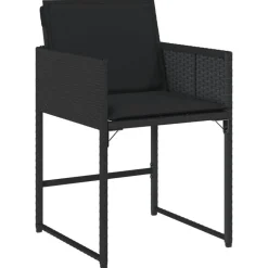 vidaXL - 5-delige Tuinset met kussens - Zwart - PE rattan en glas - 110x106 cm