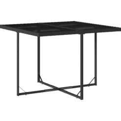 vidaXL - 5-delige Tuinset met kussens - Zwart - PE rattan en glas - 110x106 cm