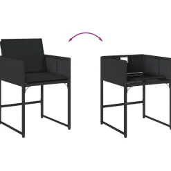 vidaXL - 5-delige Tuinset met kussens - Zwart - PE rattan en glas - 110x106 cm