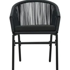 vidaXL - 5-delige Tuinset met kussens - Zwart PVC-rattan en staal - 140x70 cm