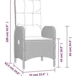 vidaXL - 5-delige Tuinset met kussens - Zwart - PE-rattan en glas - 160x80 cm