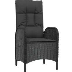 vidaXL - 5-delige Tuinset met kussens - Zwart - PE-rattan en glas - 160x80 cm