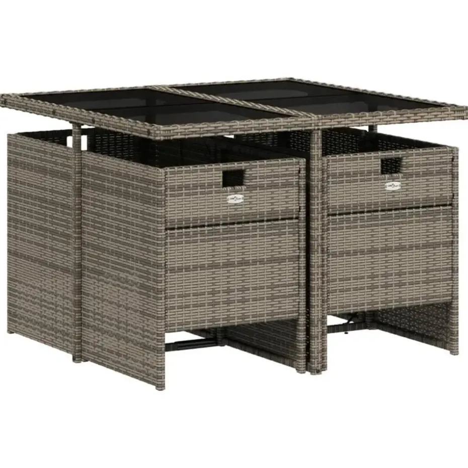 vidaXL - 5-delige Tuinset met donkergrijs kussens - Poly rattan - 110x106 cm