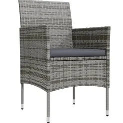 vidaXL - 7-delige Tuinset met kussens - Grijs en zwart - PE rattan - 140x70 cm