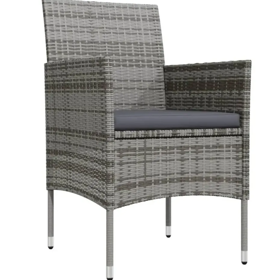 vidaXL - 7-delige Tuinset met kussens - Grijs en zwart - PE rattan - 140x70 cm