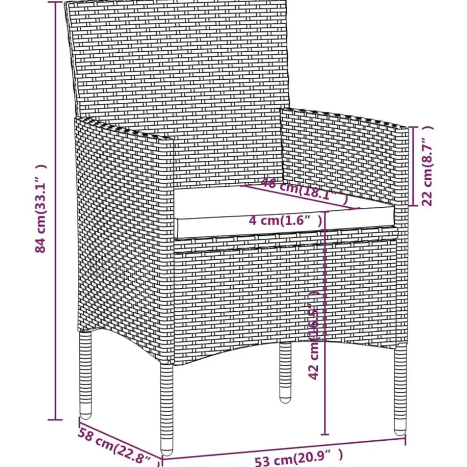 vidaXL - 7-delige Tuinset met kussens - Grijs en zwart - PE rattan - 140x70 cm