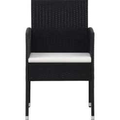 vidaXL - 5-delige Tuinset met wit kussens - Zwart poly rattan - 80x80 cm