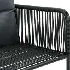 vidaXL - 7-delige Tuinset met kussens - Zwart & bruin - PVC-rattan - 184.5x90 cm