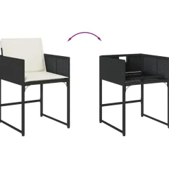 vidaXL - 5-delige Tuinset wit kussens - Zwart - PE rattan en hout - 110x106 cm