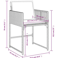 vidaXL - 5-delige Tuinset wit kussens - Zwart - PE rattan en hout - 110x106 cm