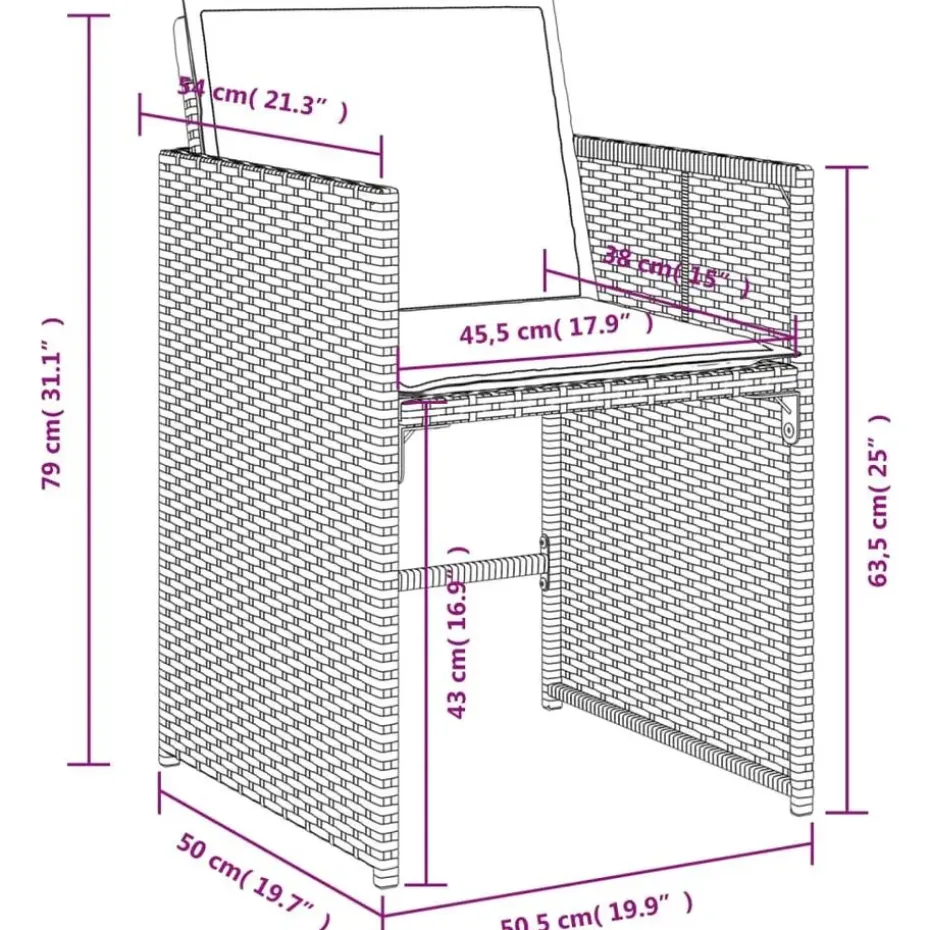 vidaXL - 9-delige Tuinset wit kussens 4 krukken - Zwart - PE rattan - 110x106 cm