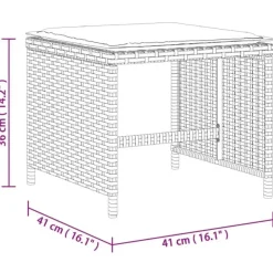 vidaXL - 9-delige Tuinset wit kussens 4 krukken - Zwart - PE rattan - 110x106 cm