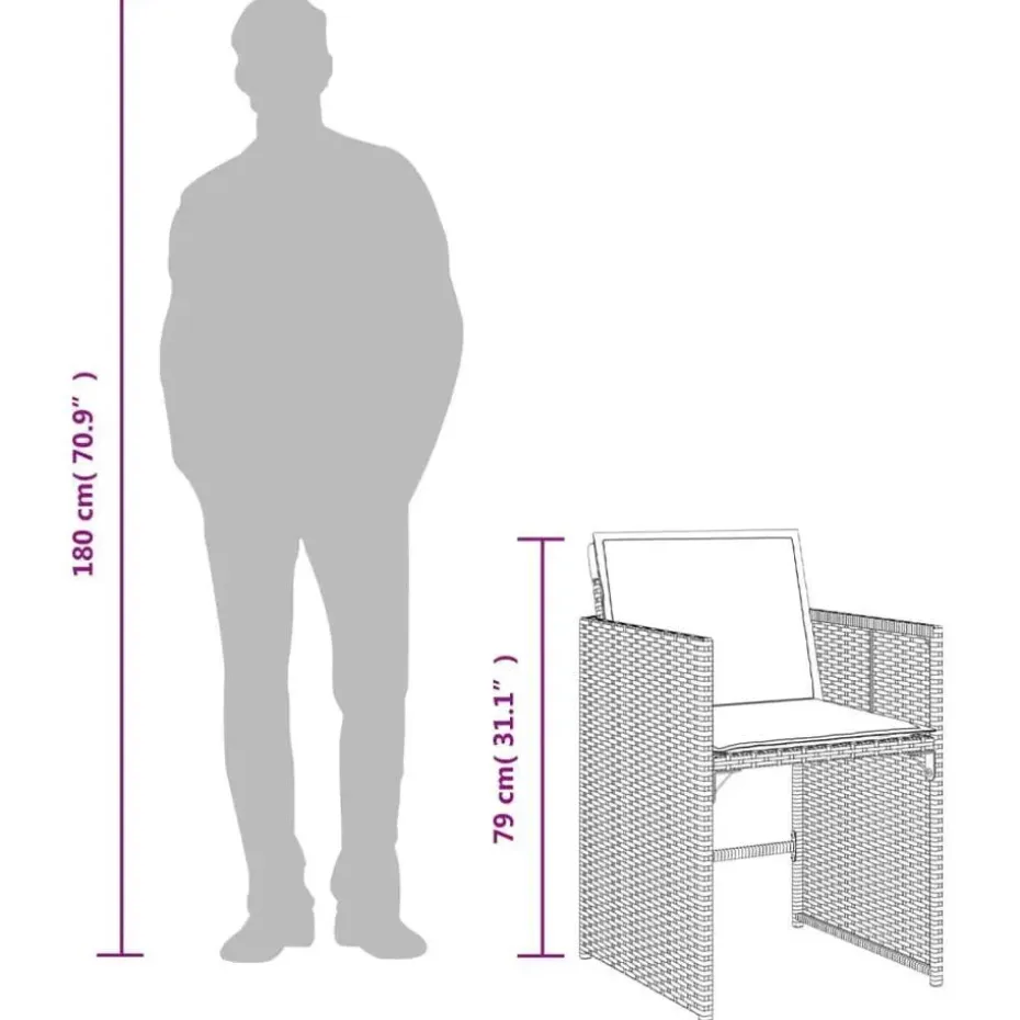 vidaXL - 9-delige Tuinset wit kussens 4 krukken - Zwart - PE rattan - 110x106 cm
