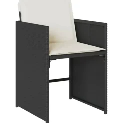 vidaXL - 9-delige Tuinset wit kussens 4 krukken - Zwart - PE rattan - 110x106 cm