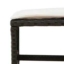vidaXL - 9-delige Tuinset wit kussens 4 krukken - Zwart - PE rattan - 110x106 cm