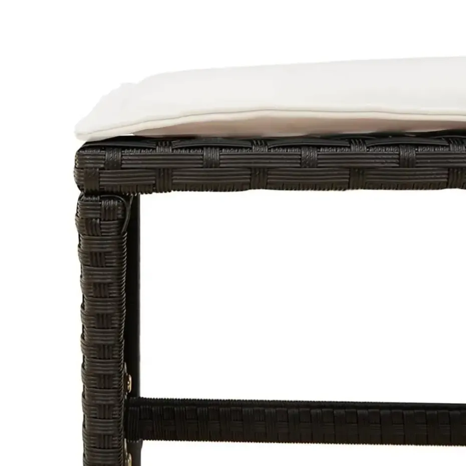 vidaXL - 9-delige Tuinset wit kussens 4 krukken - Zwart - PE rattan - 110x106 cm